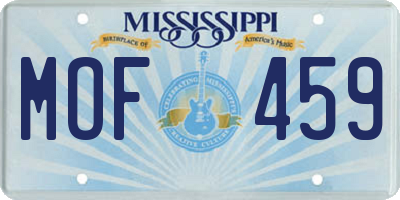MS license plate MOF459