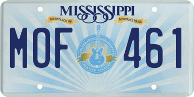 MS license plate MOF461