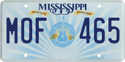 MS license plate MOF465