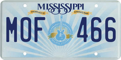 MS license plate MOF466