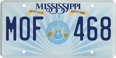 MS license plate MOF468
