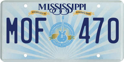 MS license plate MOF470