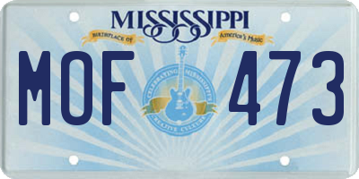 MS license plate MOF473