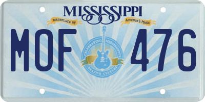 MS license plate MOF476