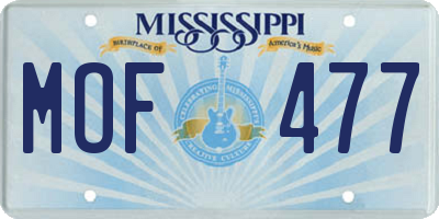 MS license plate MOF477