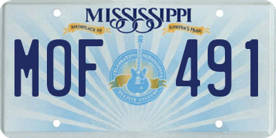 MS license plate MOF491
