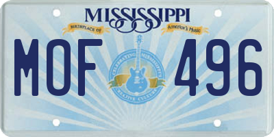 MS license plate MOF496