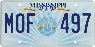 MS license plate MOF497
