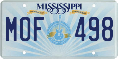 MS license plate MOF498