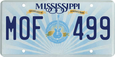 MS license plate MOF499