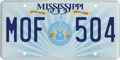 MS license plate MOF504