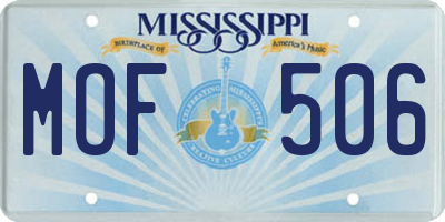 MS license plate MOF506