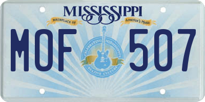 MS license plate MOF507