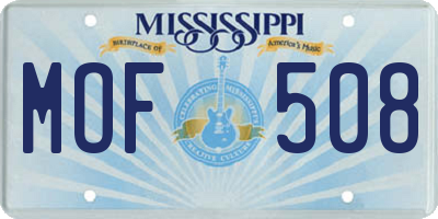 MS license plate MOF508