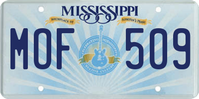 MS license plate MOF509
