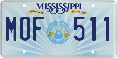 MS license plate MOF511