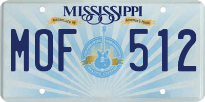 MS license plate MOF512
