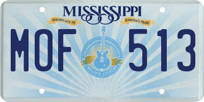 MS license plate MOF513
