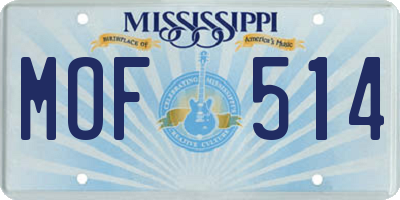 MS license plate MOF514