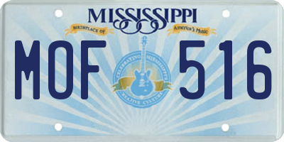 MS license plate MOF516