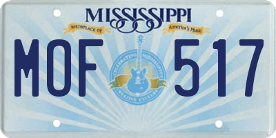 MS license plate MOF517