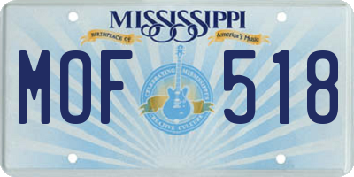 MS license plate MOF518