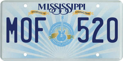 MS license plate MOF520