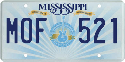 MS license plate MOF521