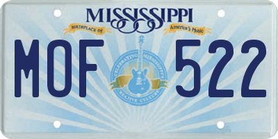 MS license plate MOF522