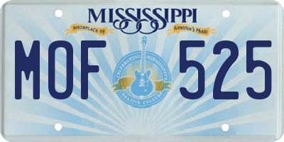 MS license plate MOF525
