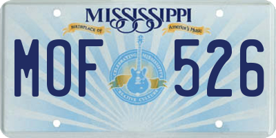 MS license plate MOF526