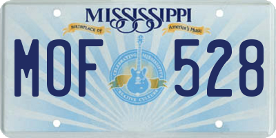 MS license plate MOF528