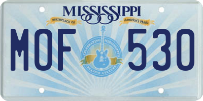 MS license plate MOF530