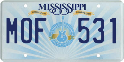 MS license plate MOF531