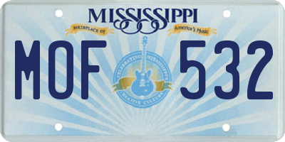 MS license plate MOF532
