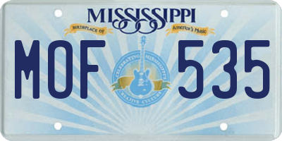 MS license plate MOF535