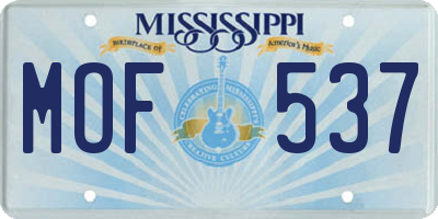MS license plate MOF537