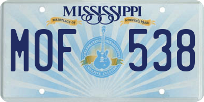 MS license plate MOF538