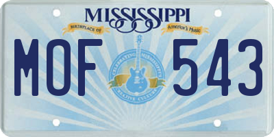 MS license plate MOF543