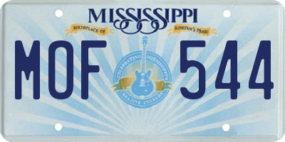 MS license plate MOF544
