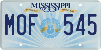 MS license plate MOF545