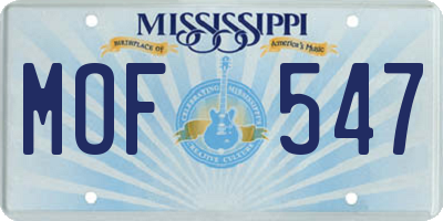 MS license plate MOF547