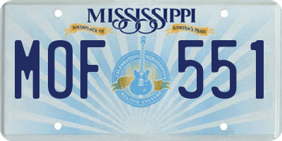 MS license plate MOF551