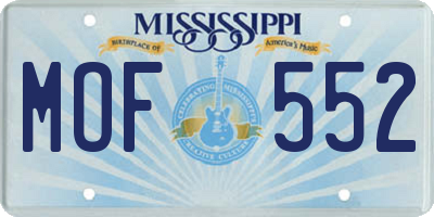 MS license plate MOF552
