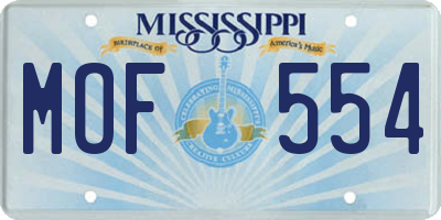MS license plate MOF554