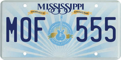 MS license plate MOF555