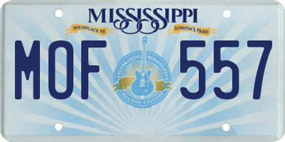 MS license plate MOF557