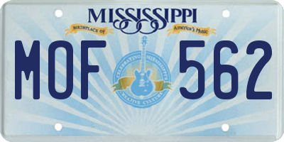 MS license plate MOF562