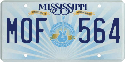 MS license plate MOF564