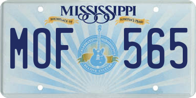 MS license plate MOF565